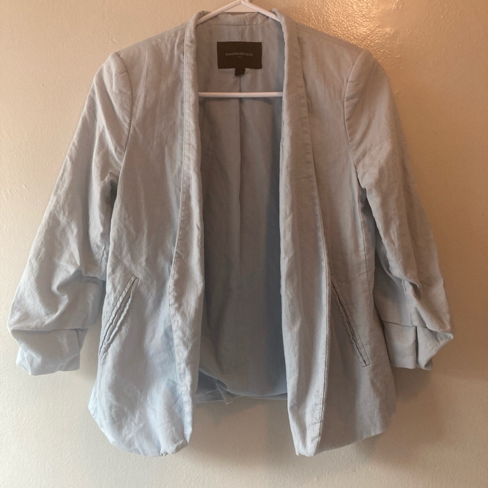 Banana Republic Blue Blazer with Ruched Sleeves